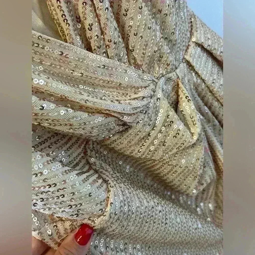 Dress with sequins beige gold S - Picture 6 of 6
